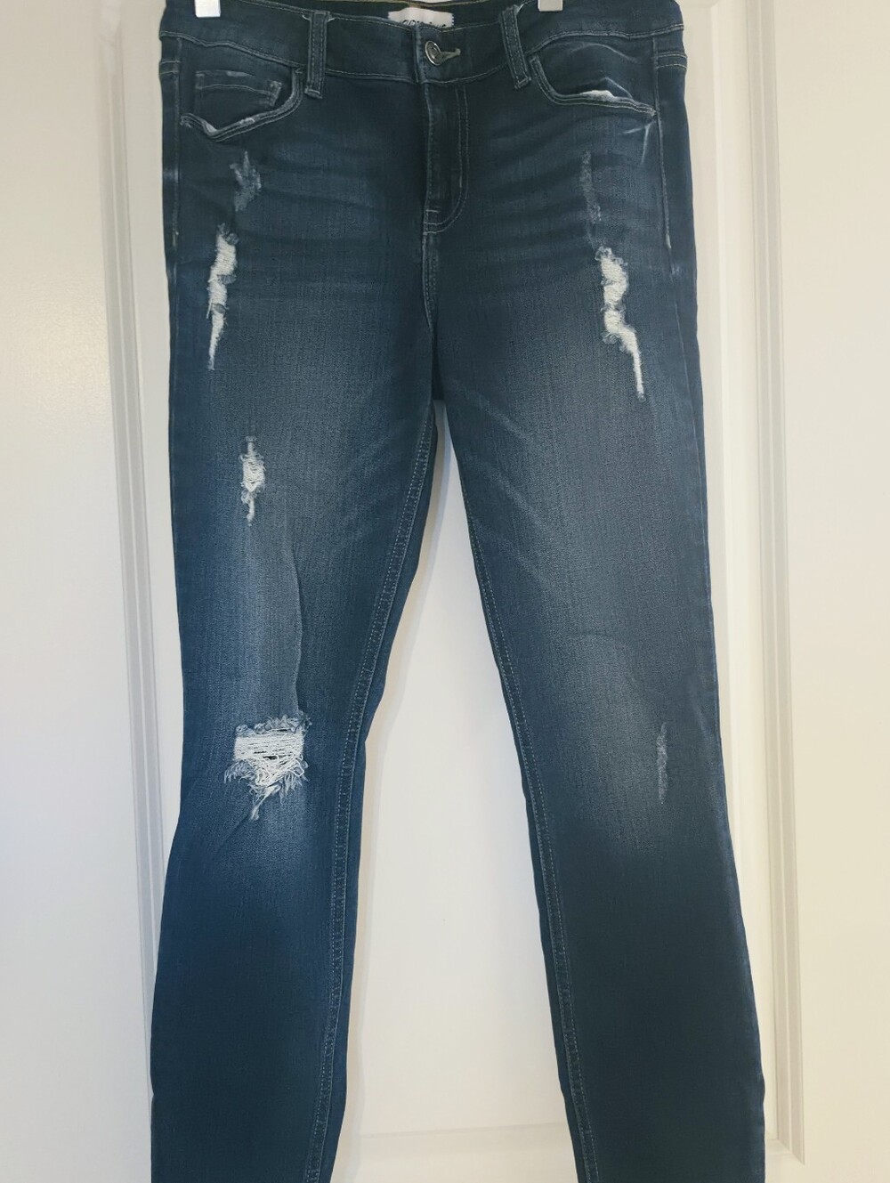 Studio Blue Dark Indigo Distressed Skinny Jeans